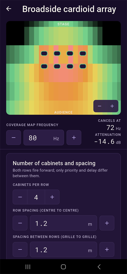 Broadside cardioid array design screen