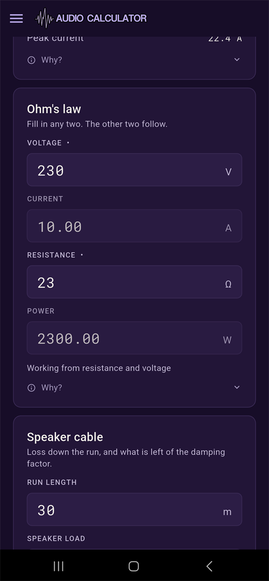 Ohm's law wheel, voltage and resistance marked as the known values